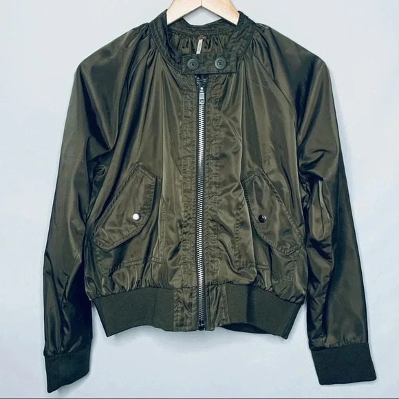 Free People Olive Midnight Bomber Jacket Size S - Picture 7 of 15